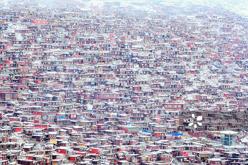 五明佛学院雪景图片素材