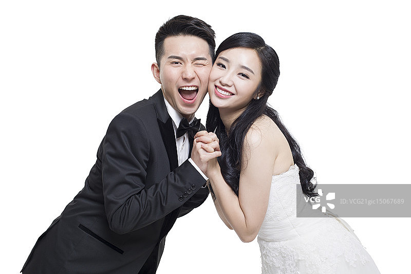 快乐的新娘和新郎图片素材