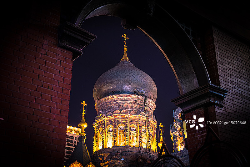 圣索菲亚大教堂夜景图片素材