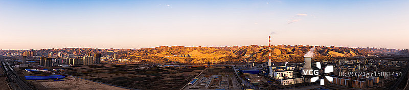 陕北米脂县城市风光全景图片素材