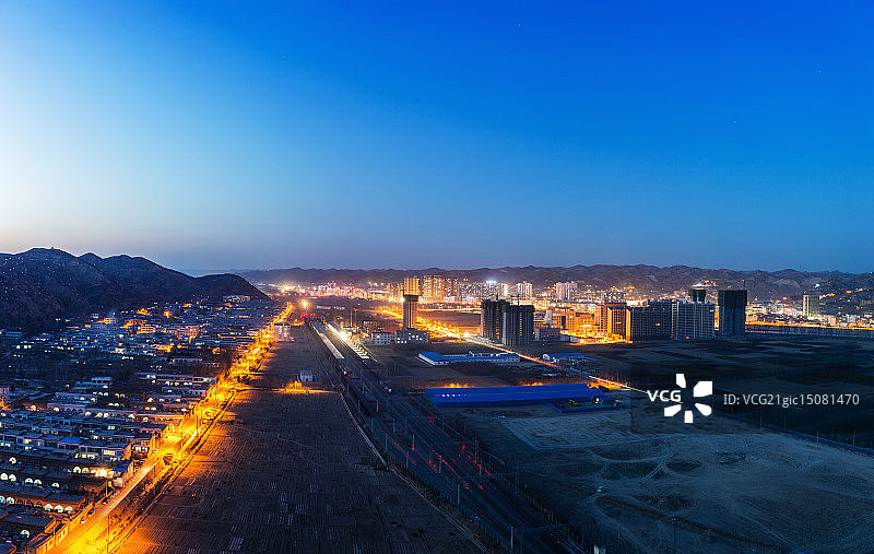 陕北米脂县城市风光全景图片素材