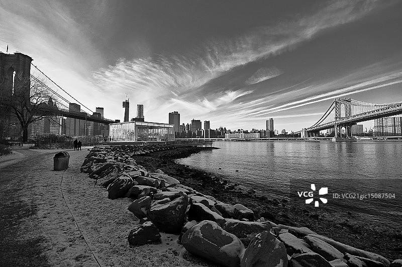 布鲁克林大桥和曼哈顿大桥图片素材