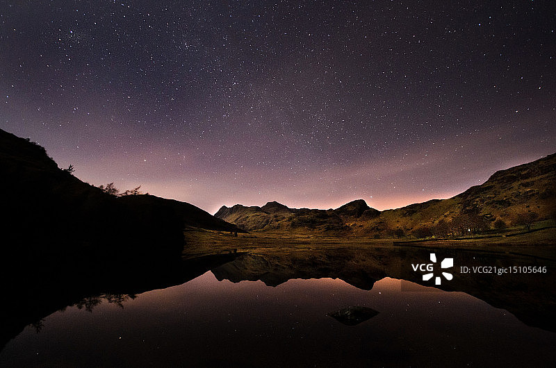 夜晚的布莱阿湖图片素材