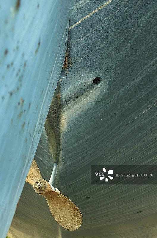 船舵、螺旋桨和船体图片素材