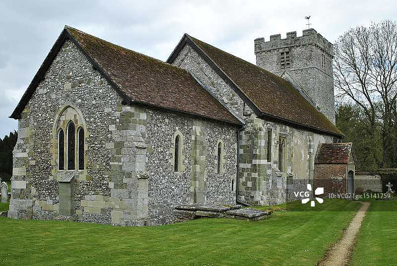 伍德福德谷的诺曼教堂图片素材