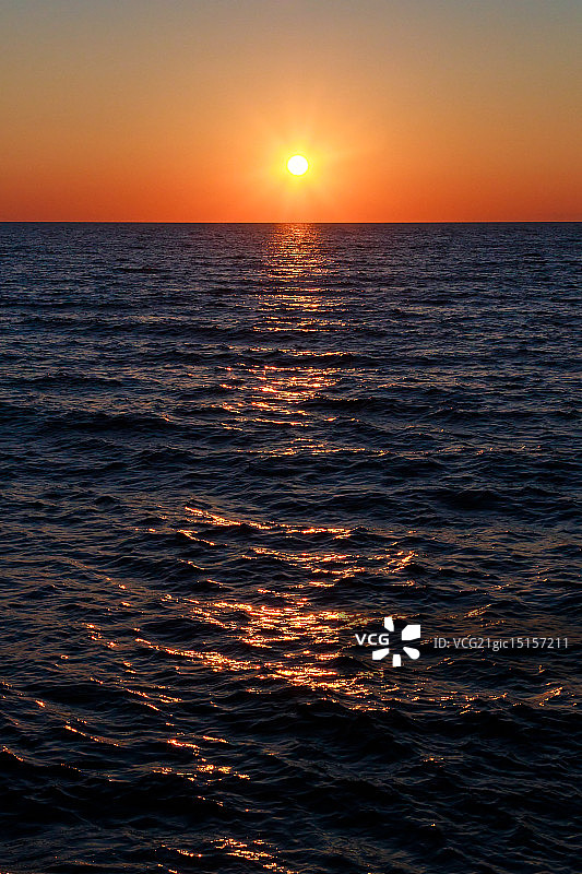 密歇根湖日落图片素材