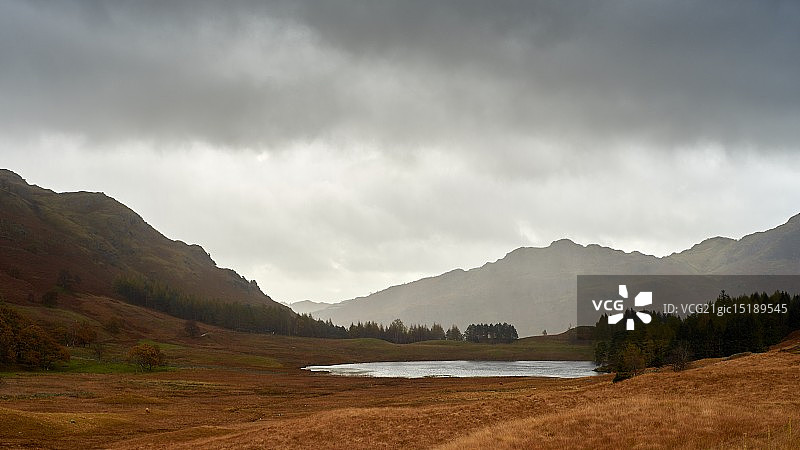 雨落Blea Tarn湖图片素材