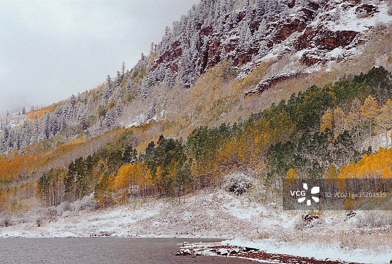 栗色钟上的薄雪图片素材
