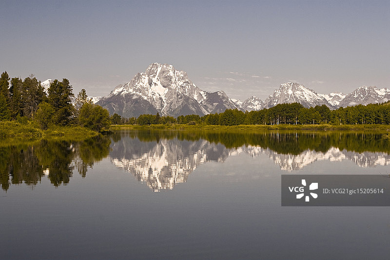 莫兰山倒影，牛轭弯图片素材