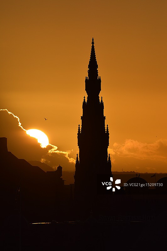日落时分的司各特纪念塔图片素材
