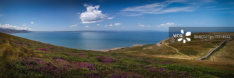 从大奥姆山看爱尔兰海全景图片素材