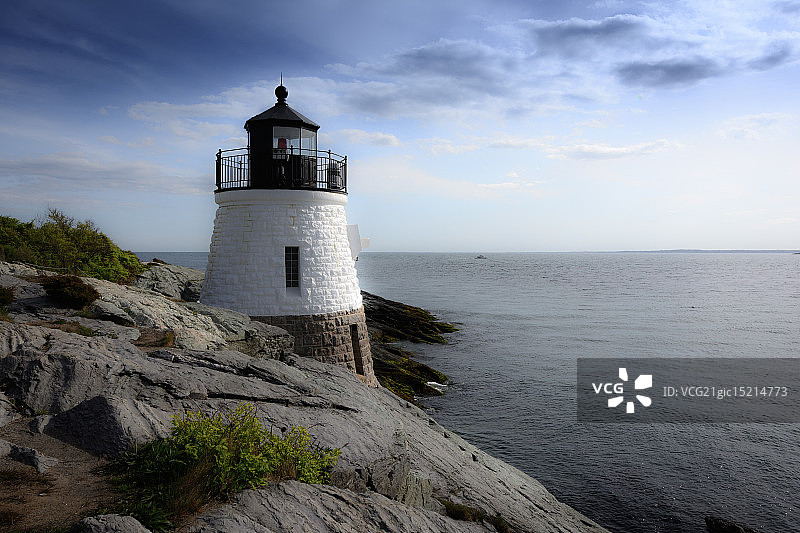 城堡山灯塔，美国罗德岛州纽波特图片素材