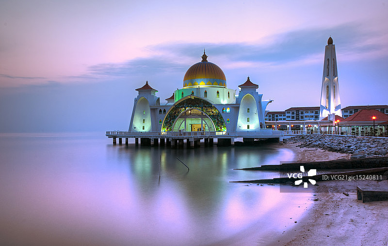 马六甲海峡清真寺图片素材