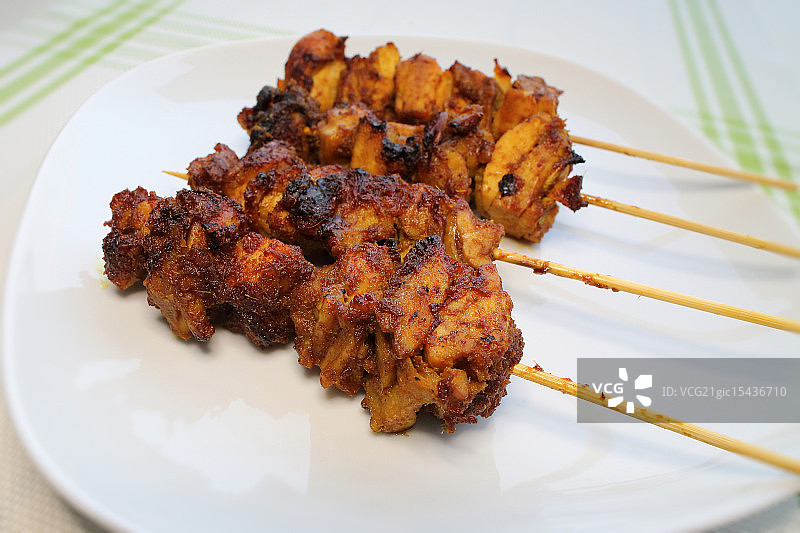 大块沙爹肉图片素材