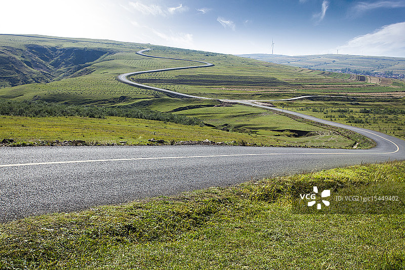 河北草原天路风光图片素材