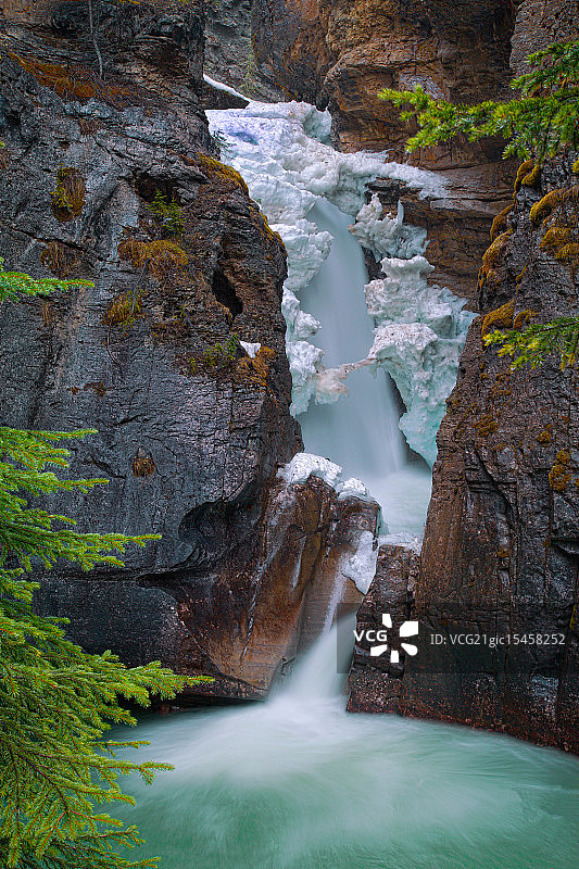 约翰斯顿峡谷下瀑布图片素材