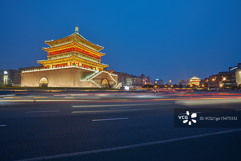 西安钟楼夜景图片素材