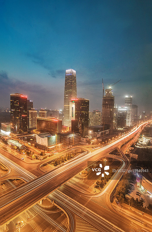 北京国贸CBD城市夜景图片素材