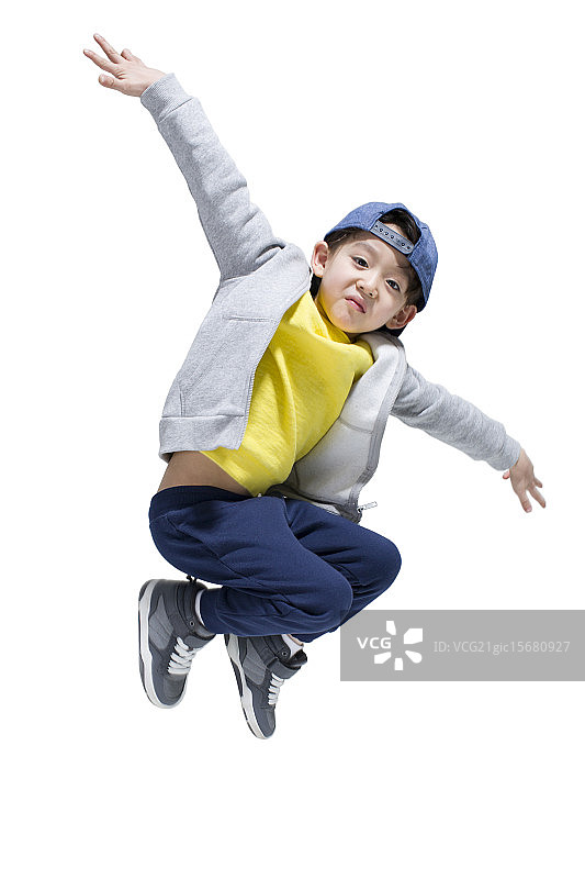可爱的小男孩跳街舞图片素材