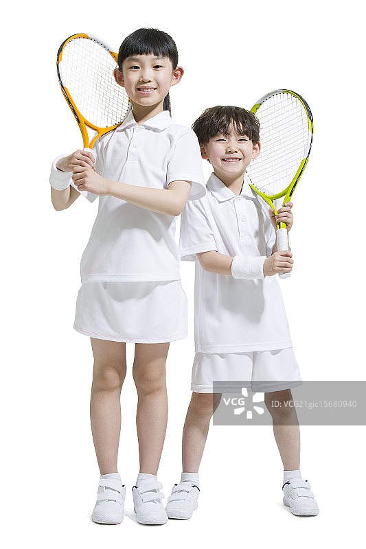 可爱的儿童打网球图片素材