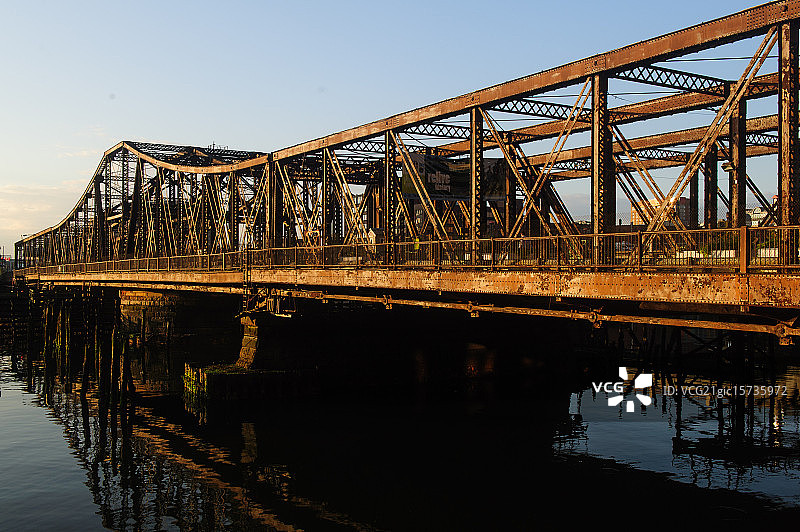 波士顿港日出图片素材