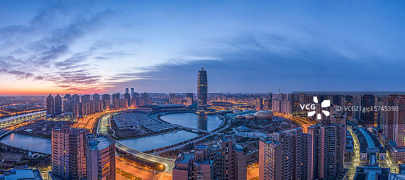 郑东CBD日出图片素材