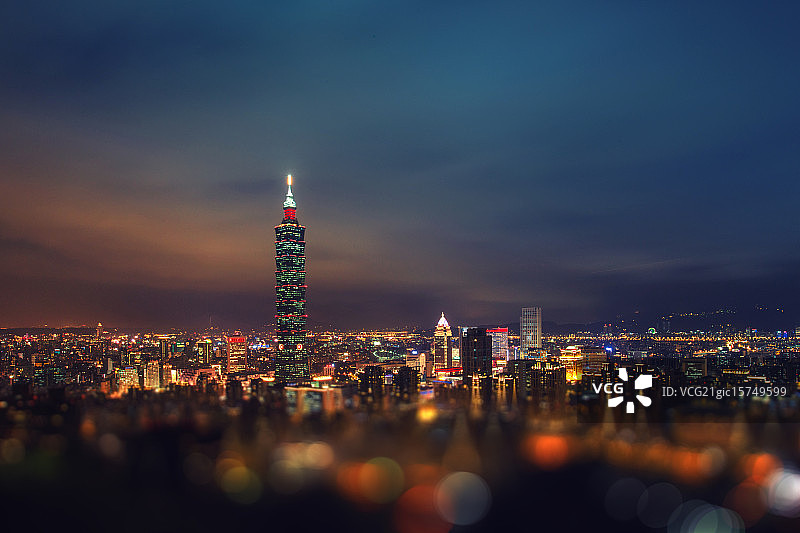 台北城市101夜景图片素材