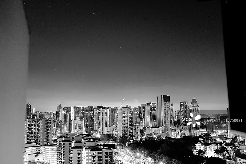 新加坡夜景天际线图片素材