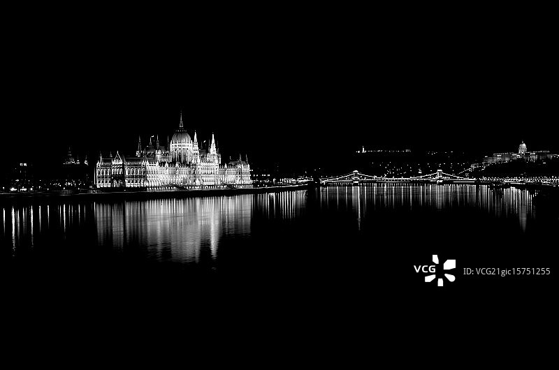 布达佩斯国会大厦与链子桥图片素材