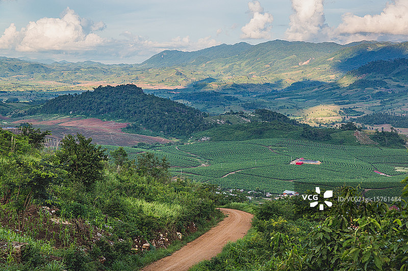 老挝乌多姆赛省华潘区日落前图片素材