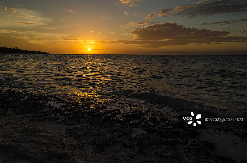 古巴卡约科克岛日落图片素材