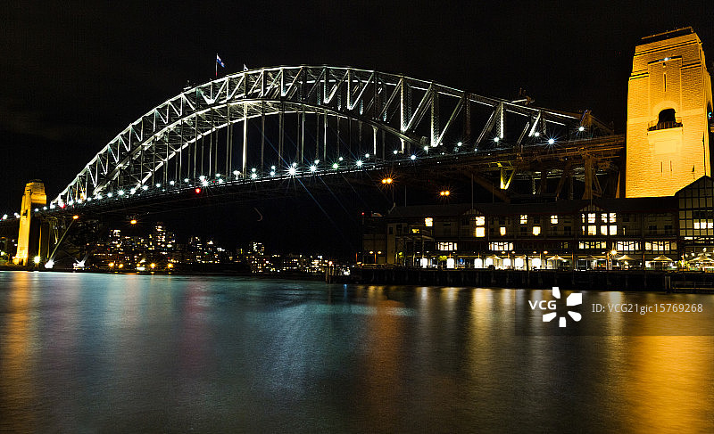夜幕下的悉尼海港大桥图片素材