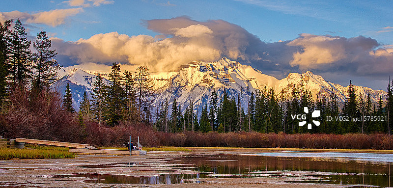 朱砂湖，班夫图片素材