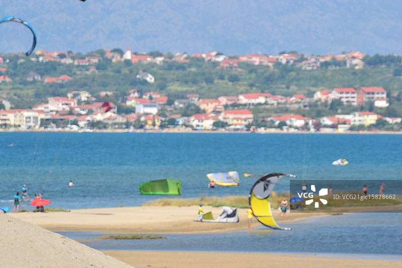 风筝冲浪沙滩图片素材