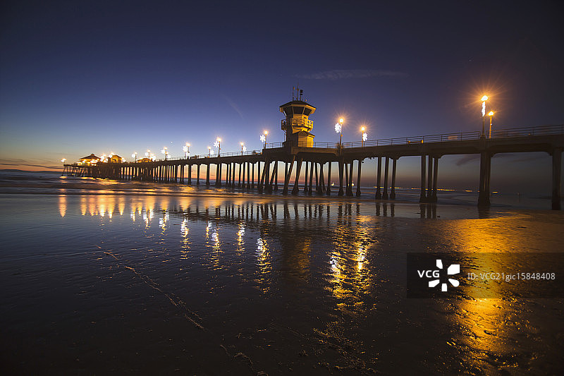 亨廷顿海滩日落图片素材