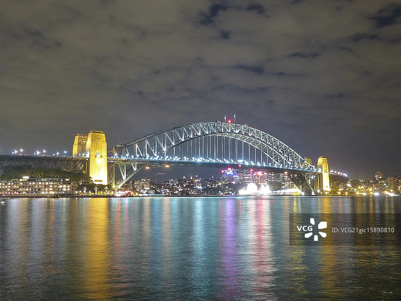 夜幕下的悉尼海港大桥图片素材