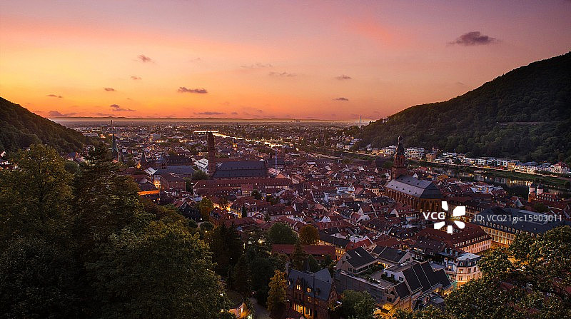 夜幕下的海德堡图片素材