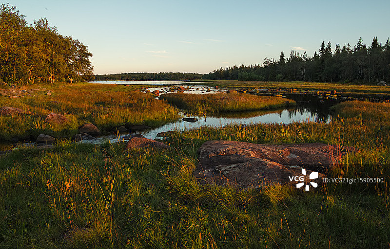 索洛韦茨基群岛的傍晚光线图片素材