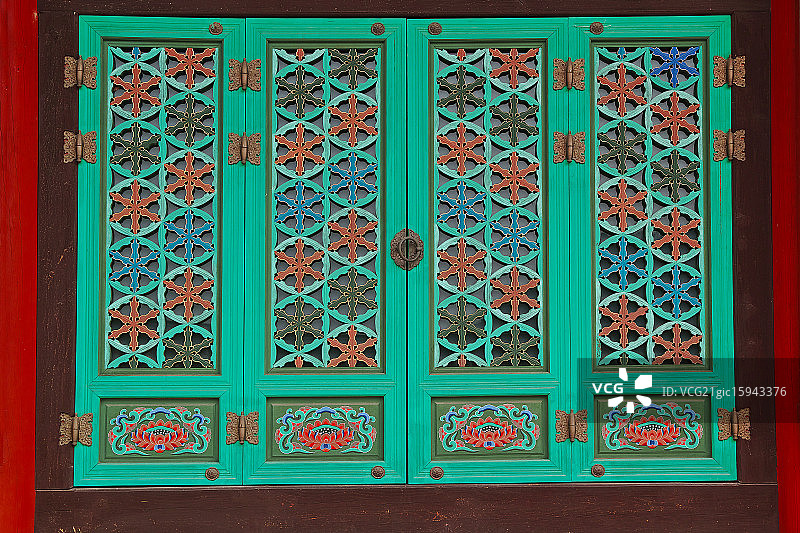 韩国传统门：丹青图片素材