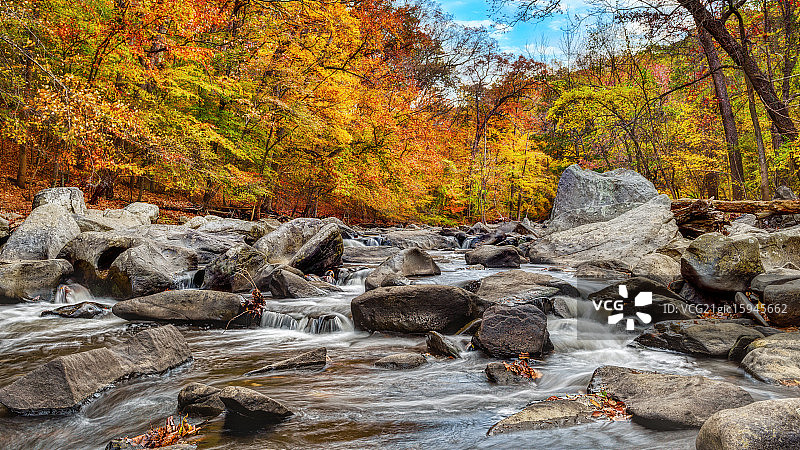 石溪公园的秋日溪流图片素材