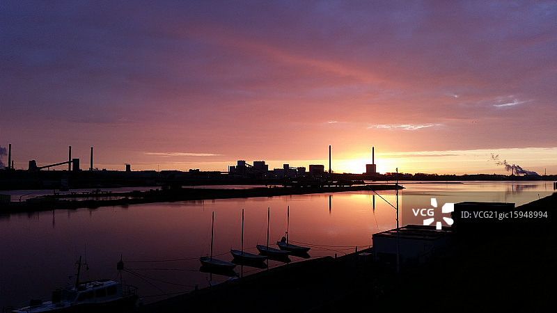北海运河日出图片素材