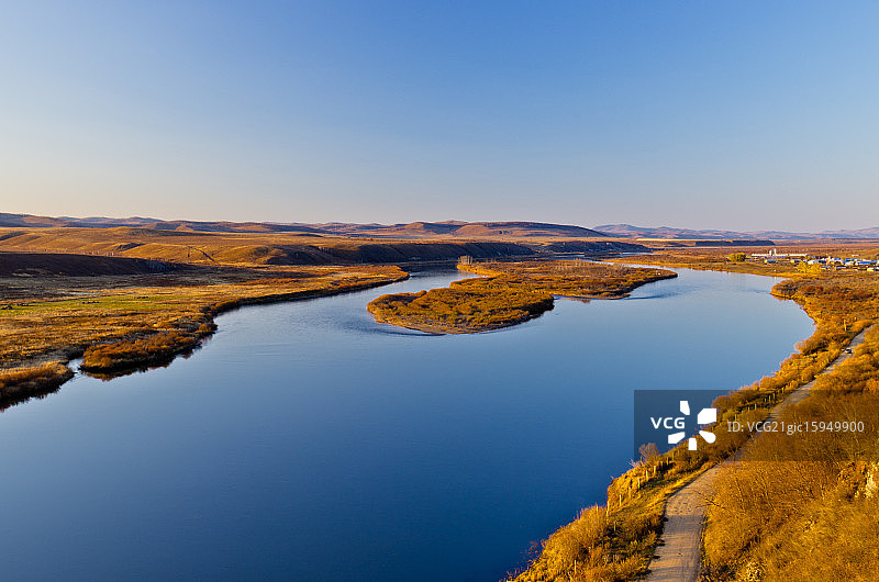 额尔古纳河日落图片素材