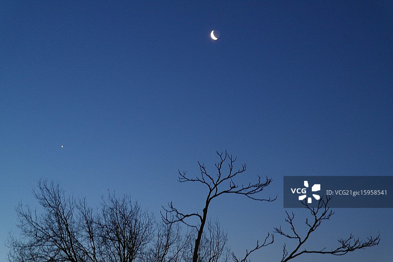 土星在下，月亮在上图片素材