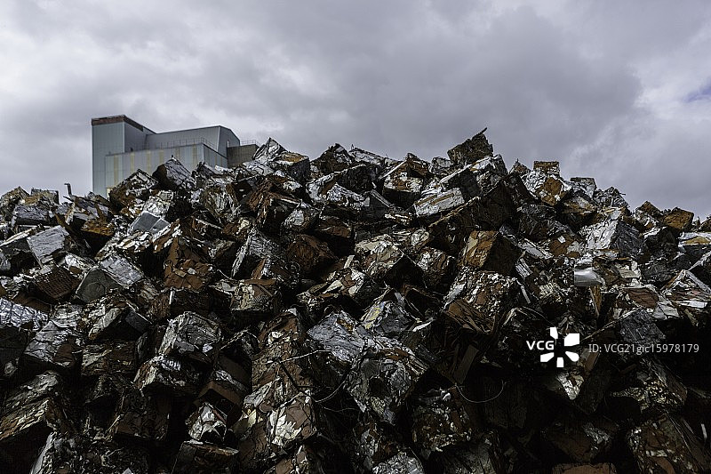 默西塞德郡的大型废金属处理厂图片素材