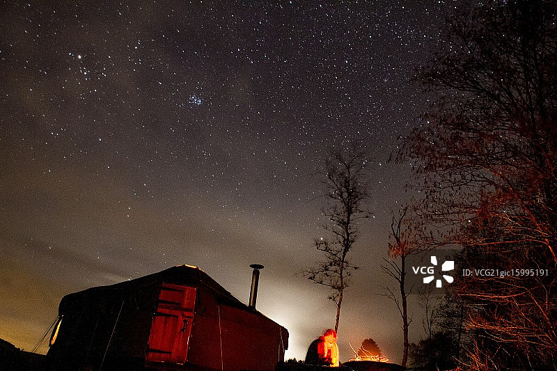 星空下的蒙古包图片素材