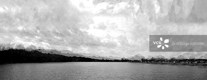 全景：三层堆叠式水坝图片素材