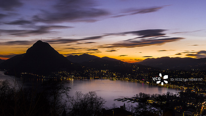 卢加诺的日落图片素材