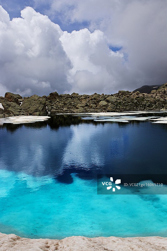 白湖，默坎图尔山脉图片素材