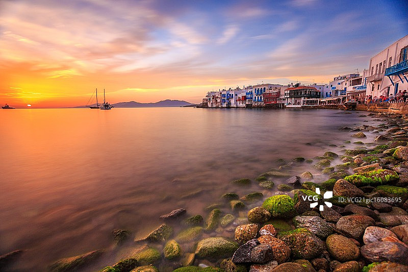 米科诺斯日落图片素材