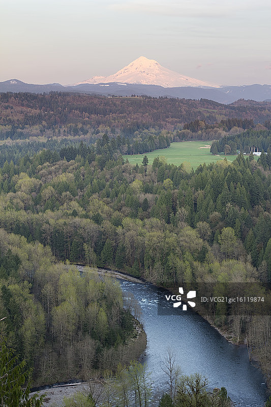 胡德山的日落光芒图片素材